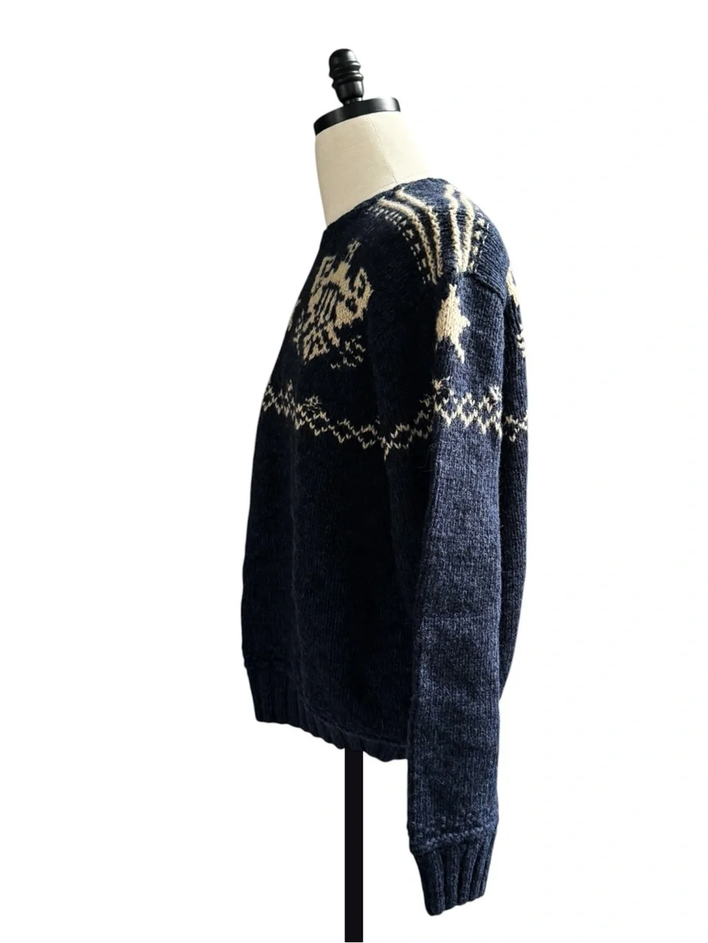 Polo Ralph Lauren Vintage Navy Hand-knit Crewneck Eagle Sweater | XL NWT